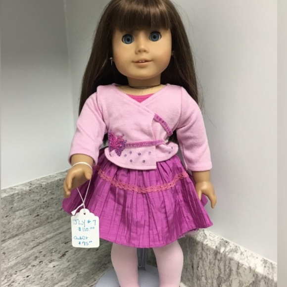 American Girl Doll “Sweet Sequins Party” Outfit with Pink Sweater, Dress, Tights - Picture 16 of 16